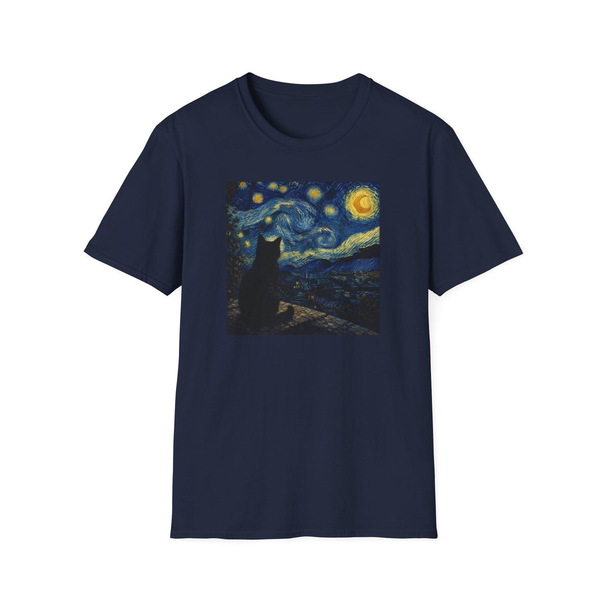 T-shirt Chat Nuit étoilée Van Gogh