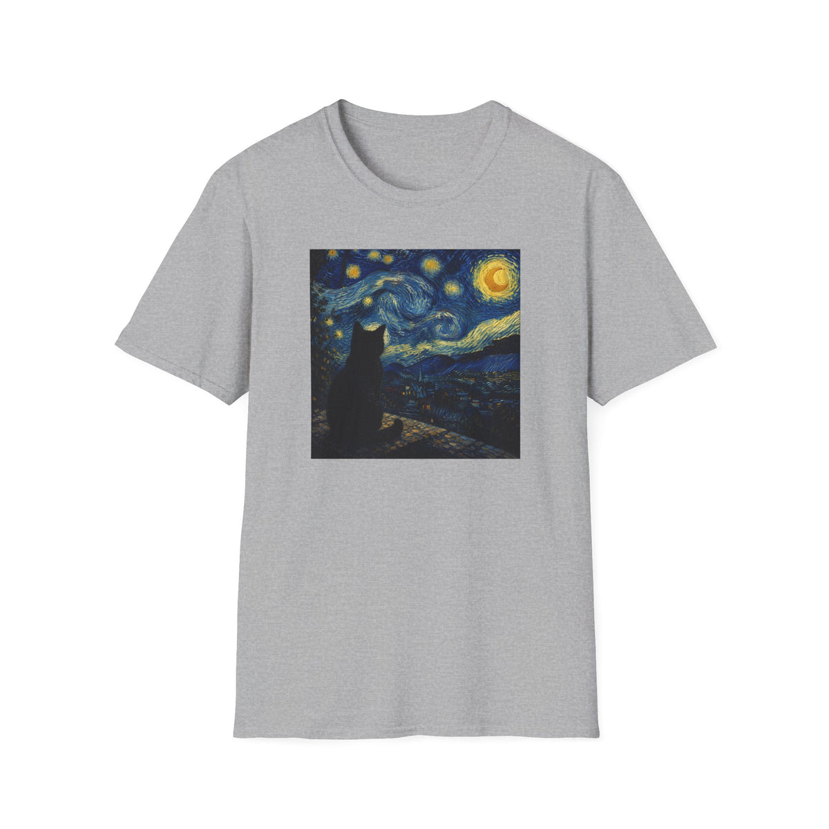 T-shirt Chat Nuit étoilée Van Gogh