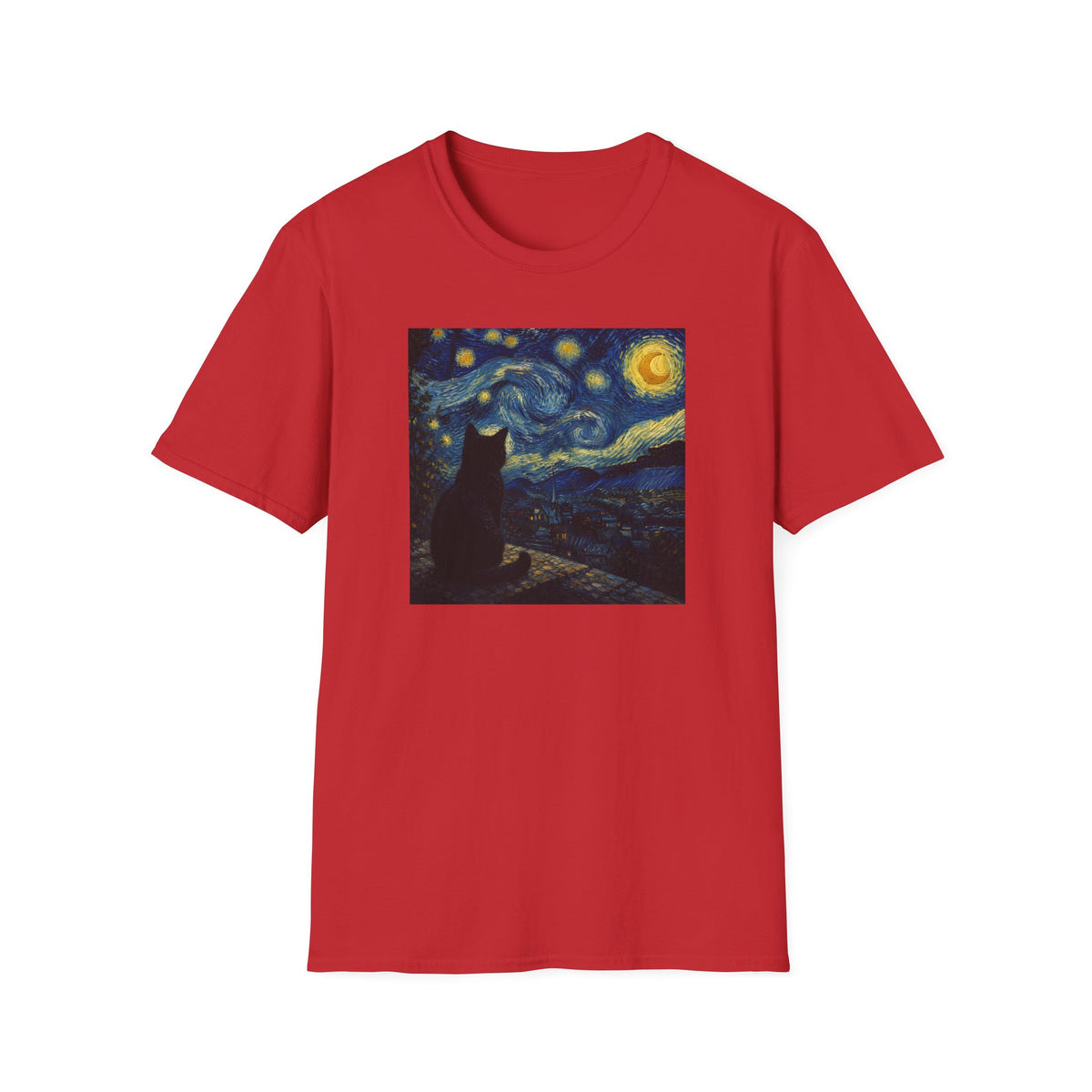 T-shirt Chat Nuit étoilée Van Gogh