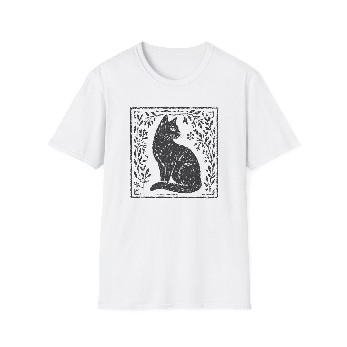 T-shirt Chat gravure botanique
