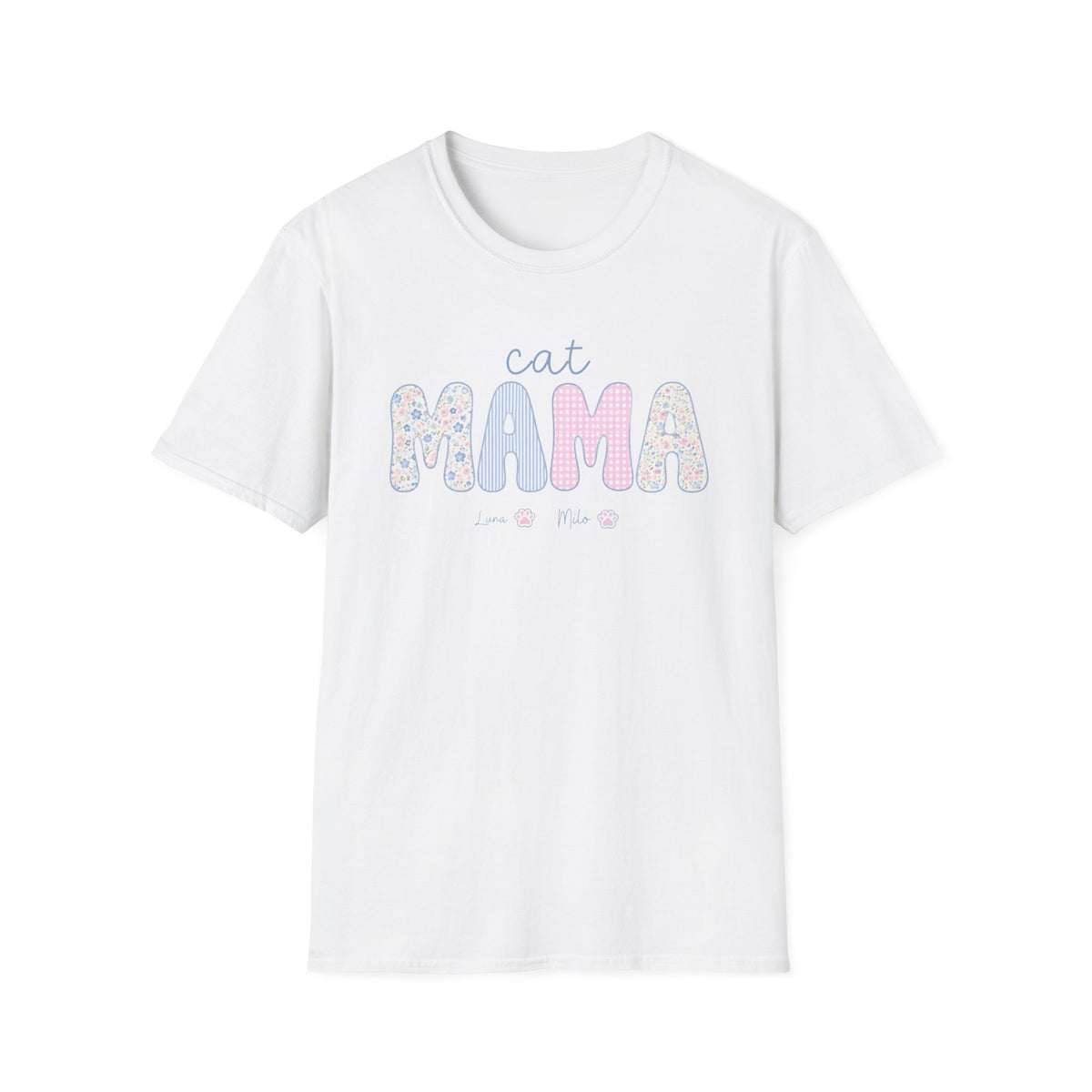 T-shirt cat mama pastel floral