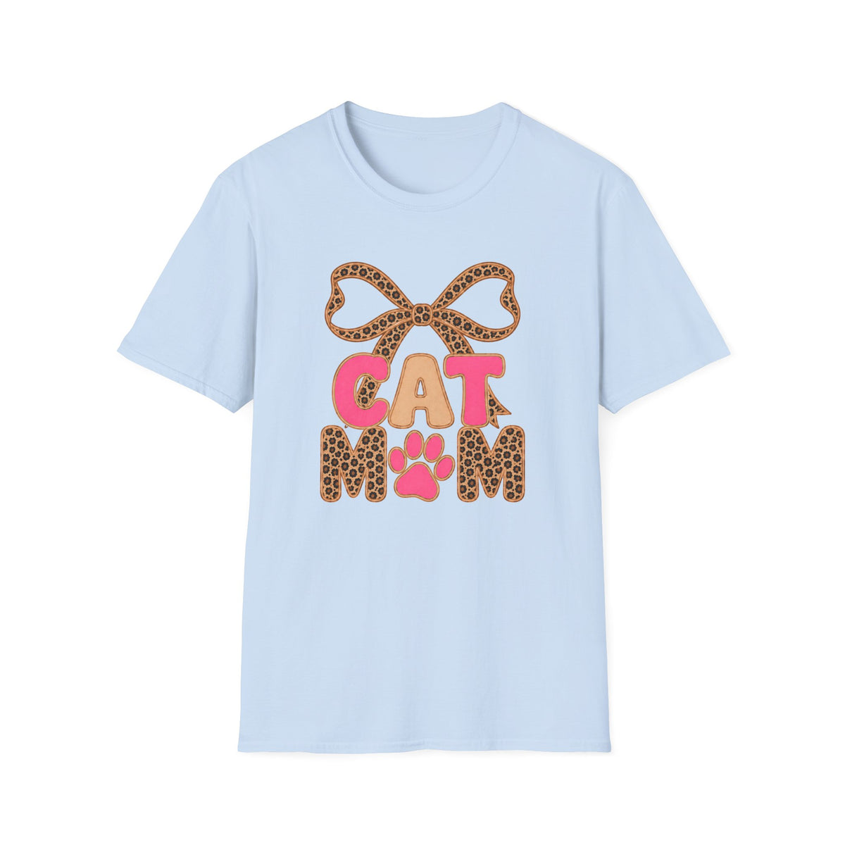 T-shirt Cat mom noeud léopard