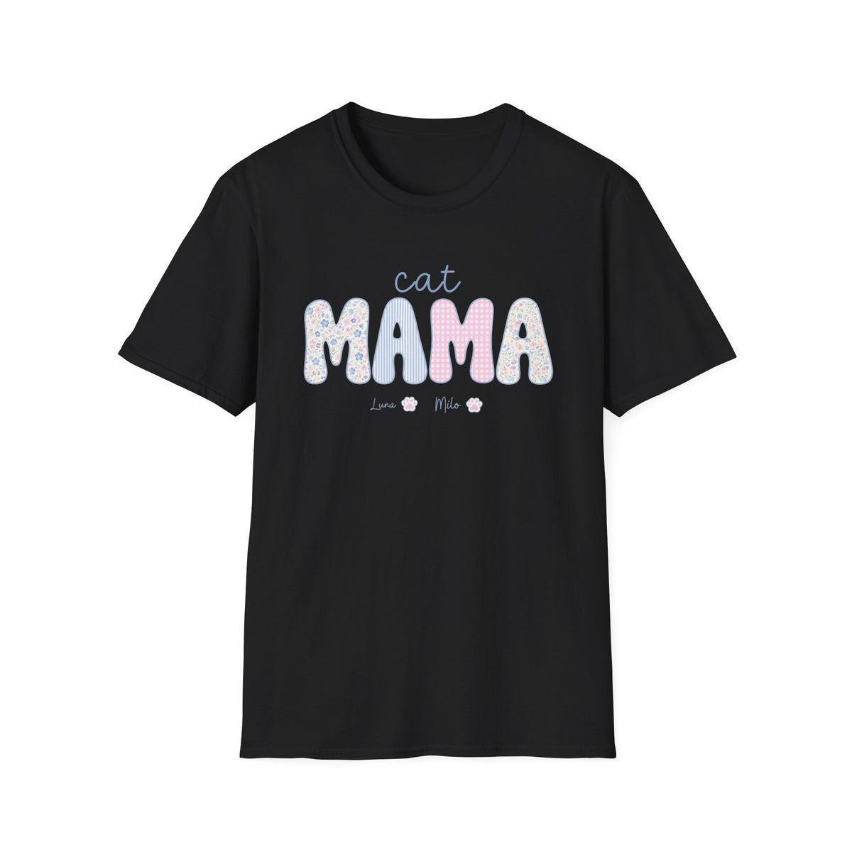 T-shirt cat mama pastel floral