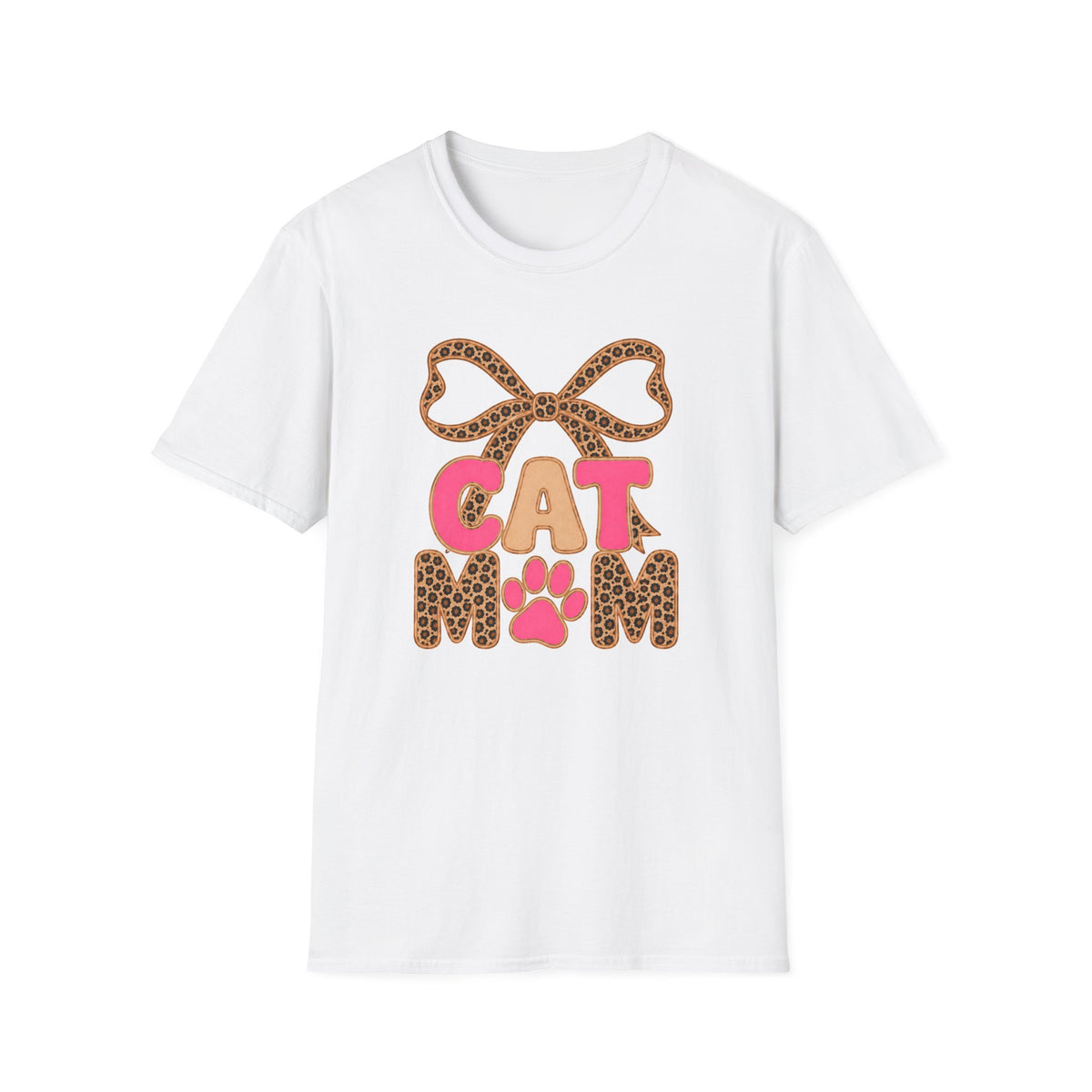 T-shirt Cat mom noeud léopard