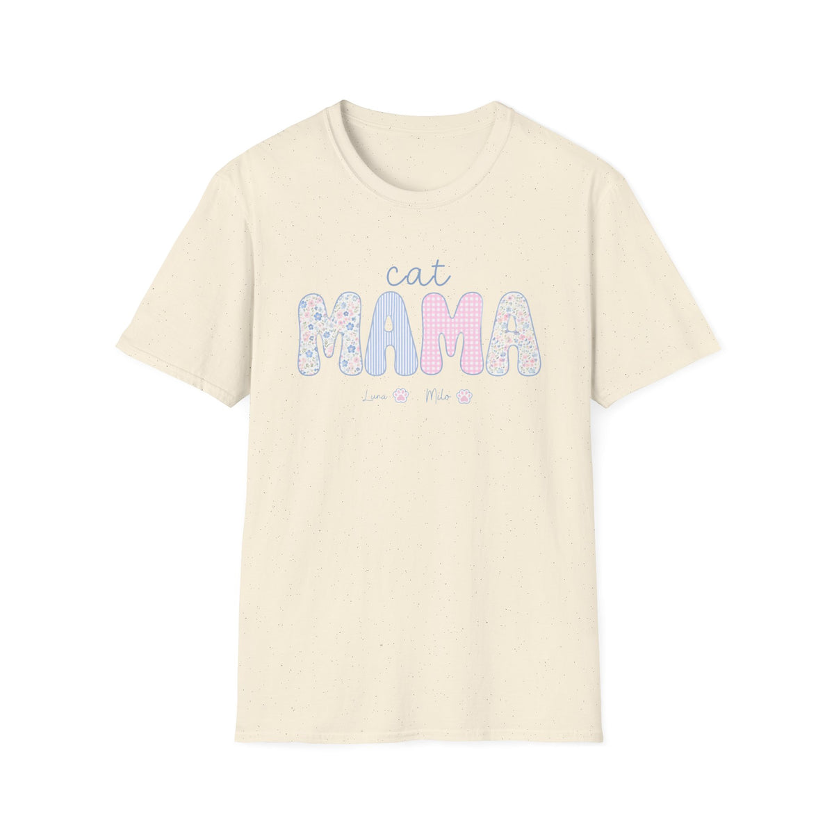 T-shirt cat mama pastel floral