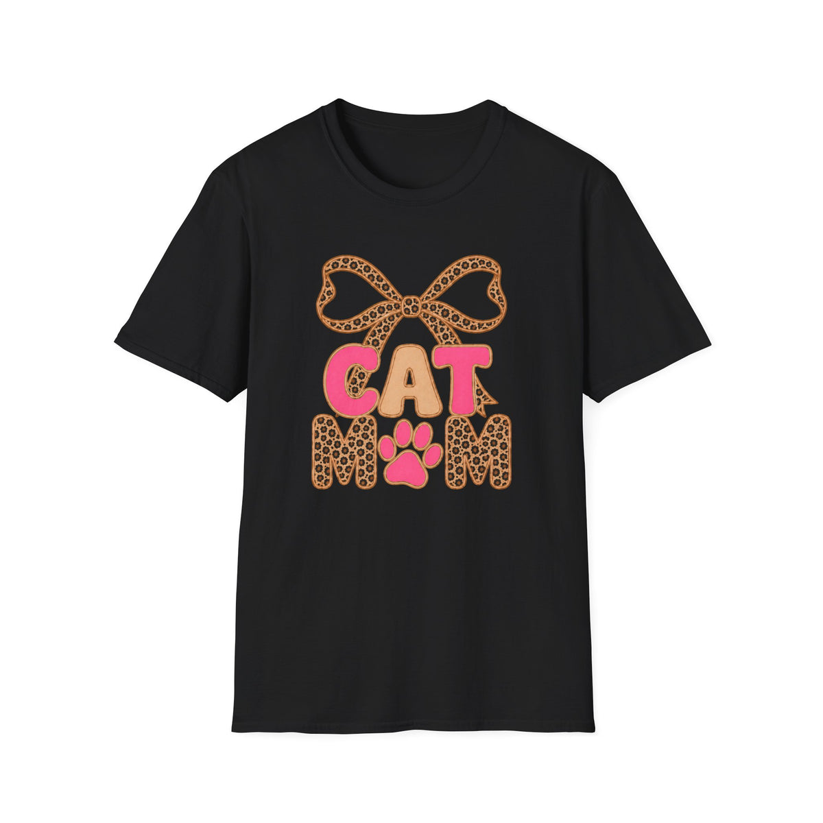 T-shirt Cat mom noeud léopard