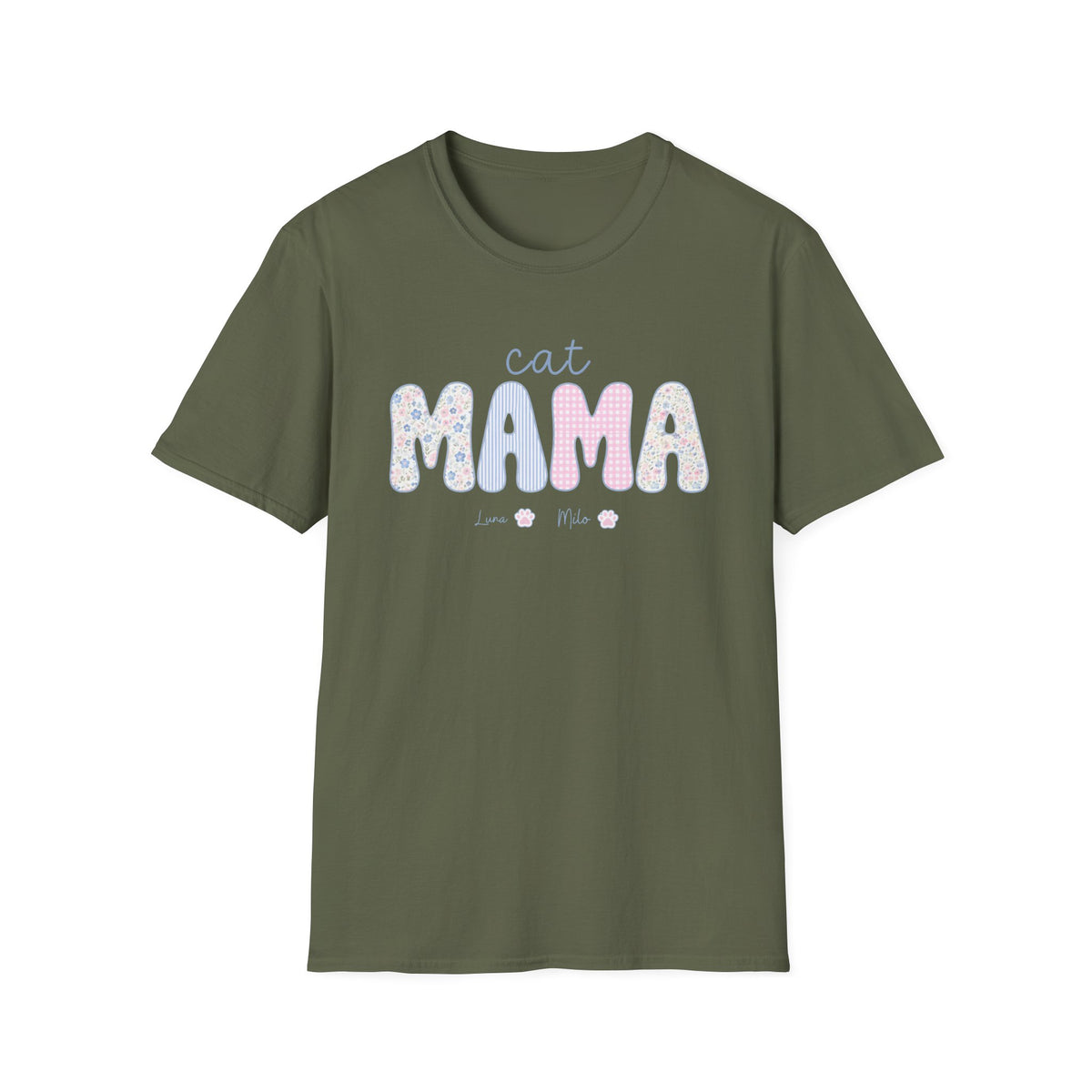 T-shirt cat mama pastel floral