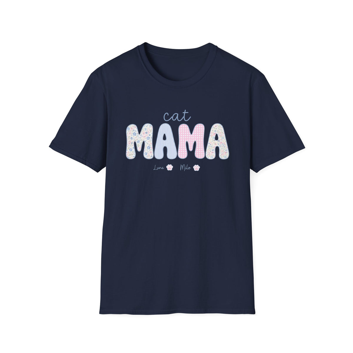 T-shirt cat mama pastel floral