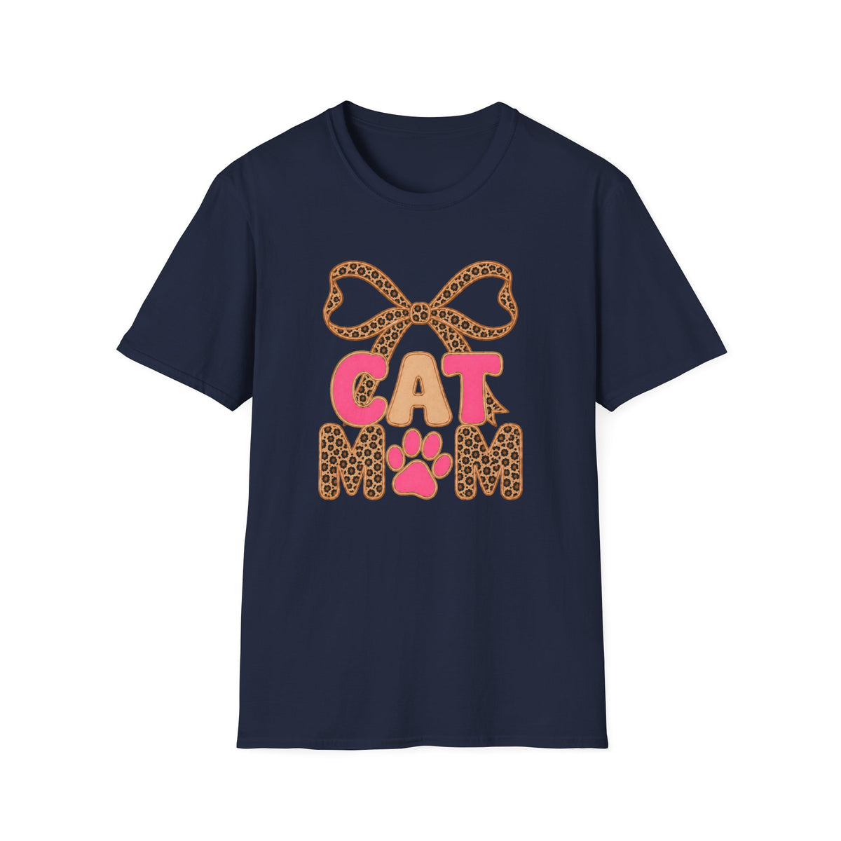 T-shirt Cat mom noeud léopard