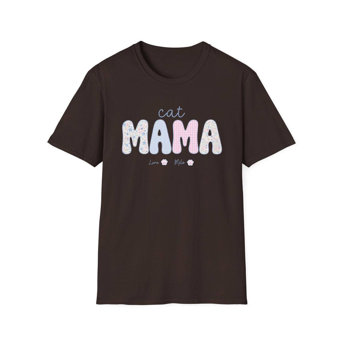 T-shirt cat mama pastel floral