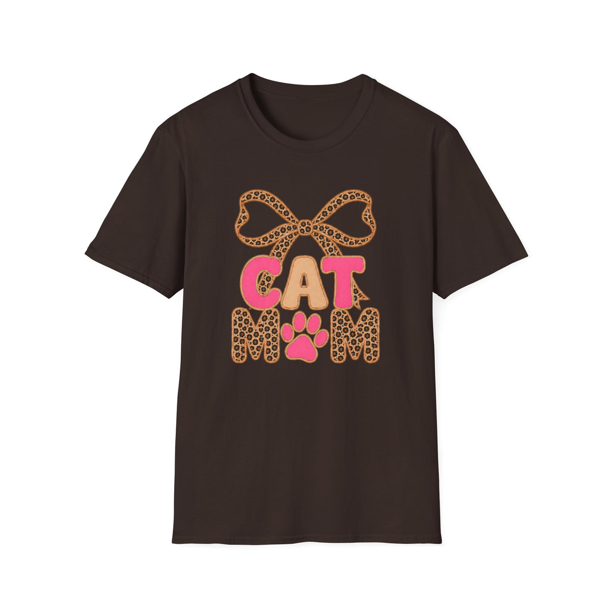T-shirt Cat mom noeud léopard