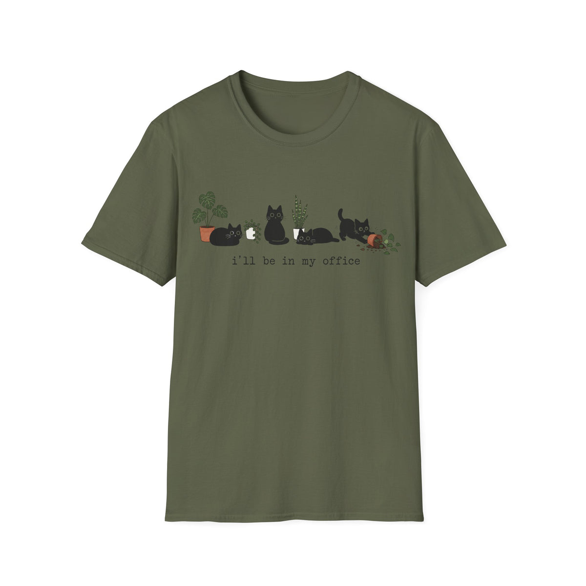 T-shirt Chats noirs & plantes