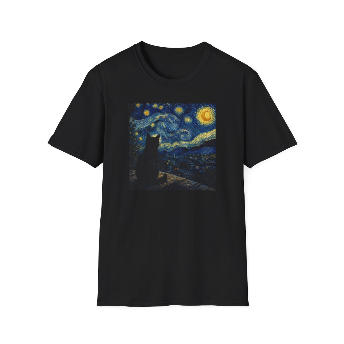 T-shirt Chat Nuit étoilée Van Gogh