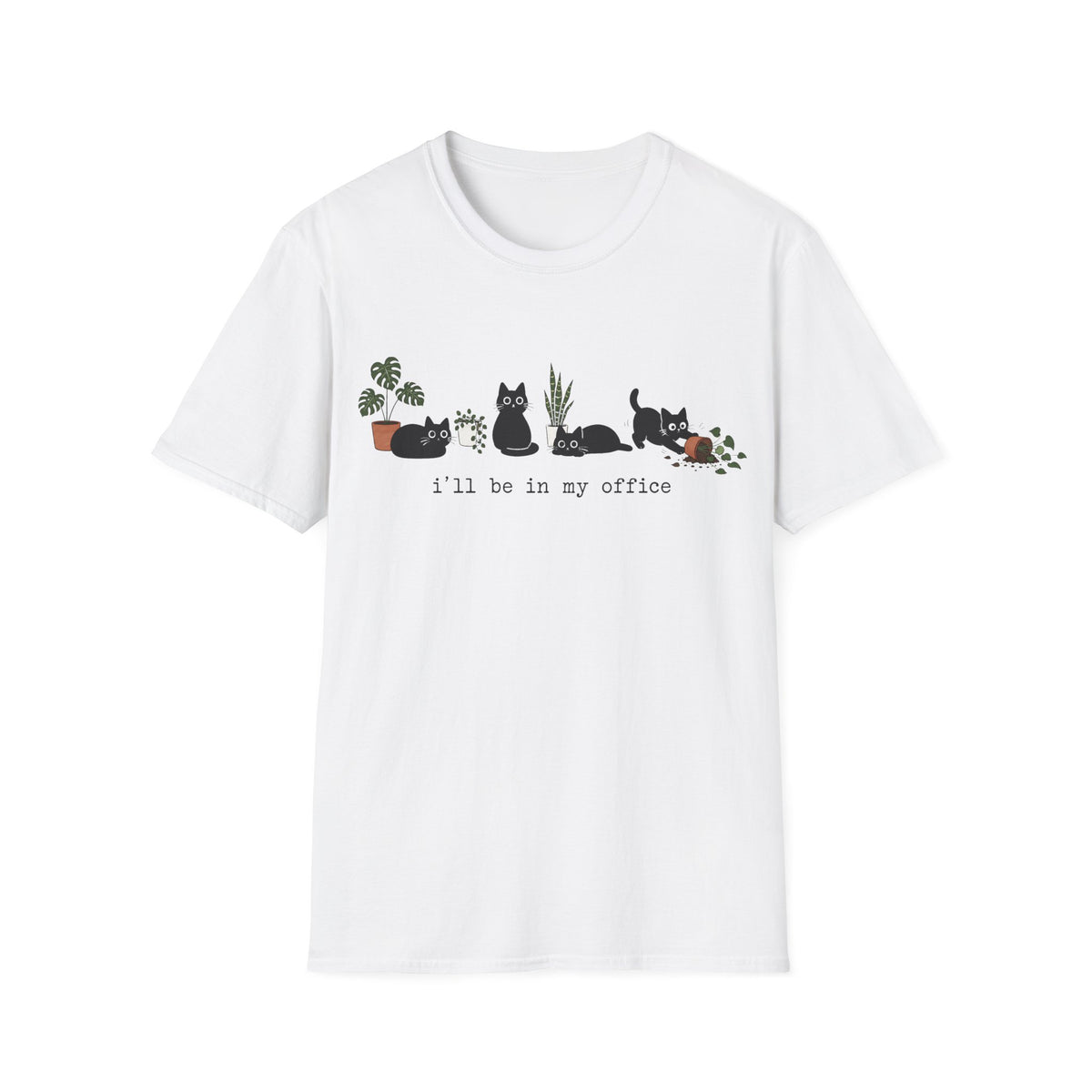T-shirt Chats noirs & plantes