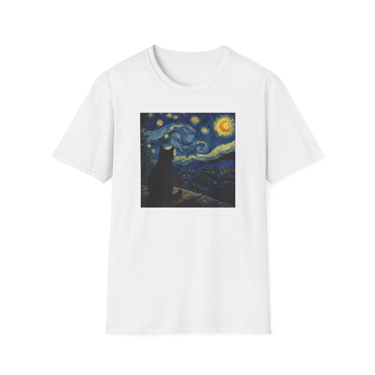 T-shirt Chat Nuit étoilée Van Gogh