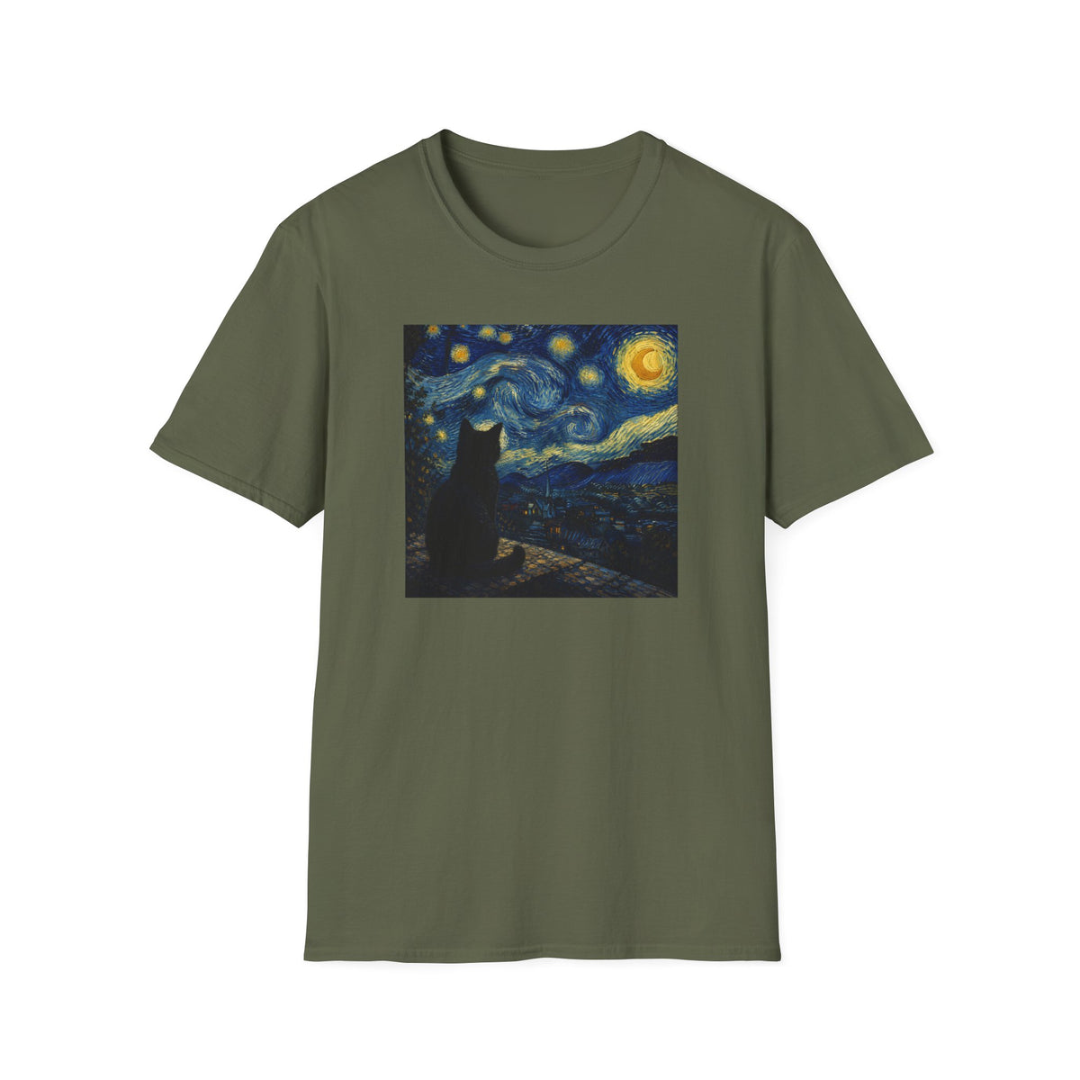 T-shirt Chat Nuit étoilée Van Gogh