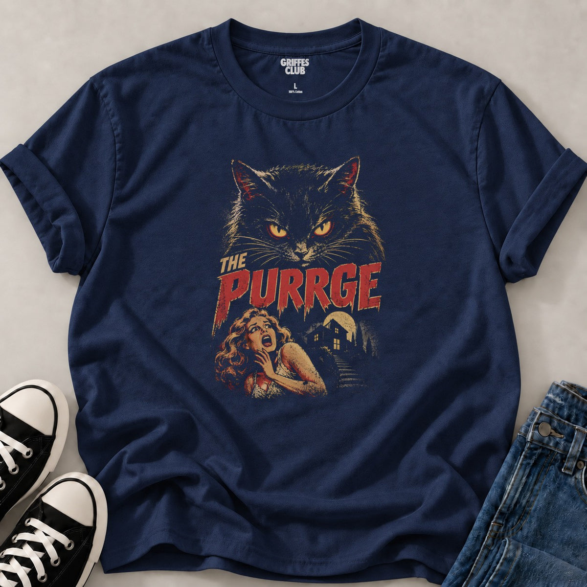 T-shirt Chat film d’horreur — Navy