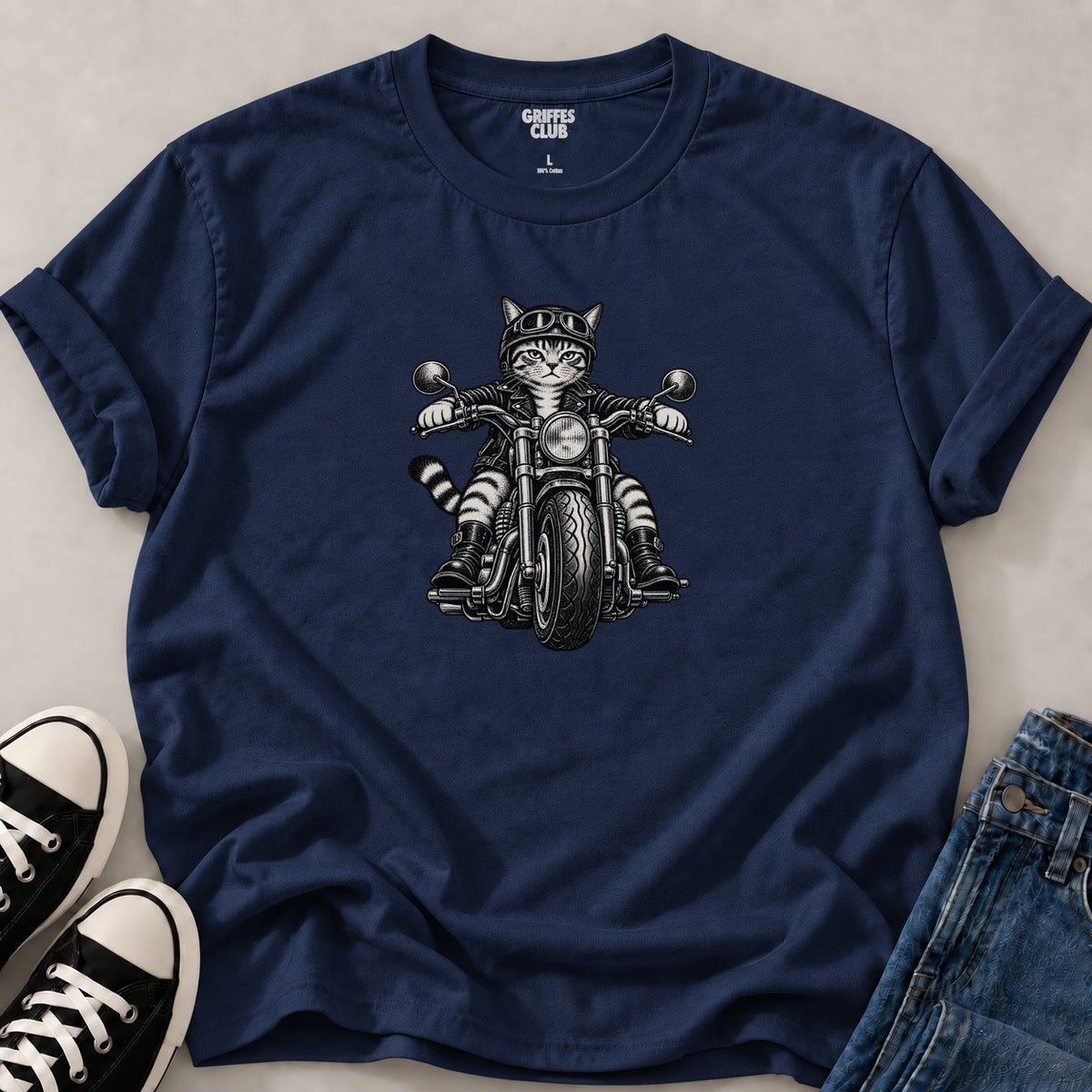 T-shirt_Chat_motard — Navy