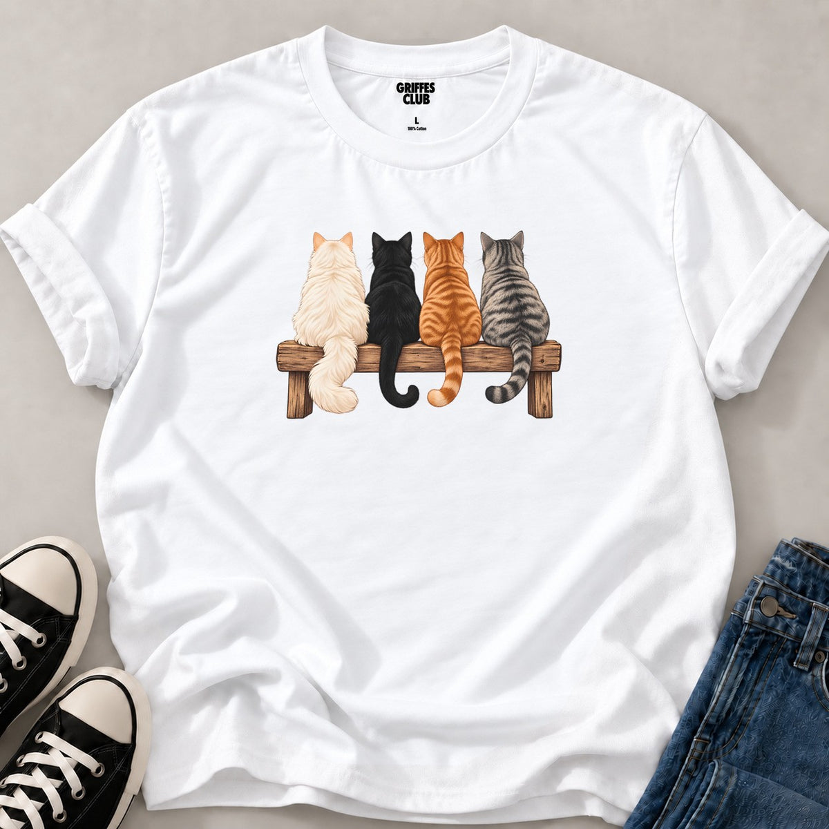 T shirt Bande de chats — White