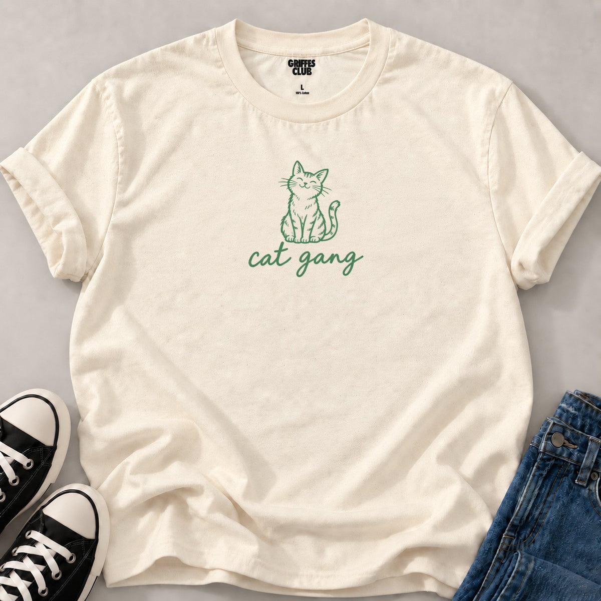 T shirt Cat Gang — Natural