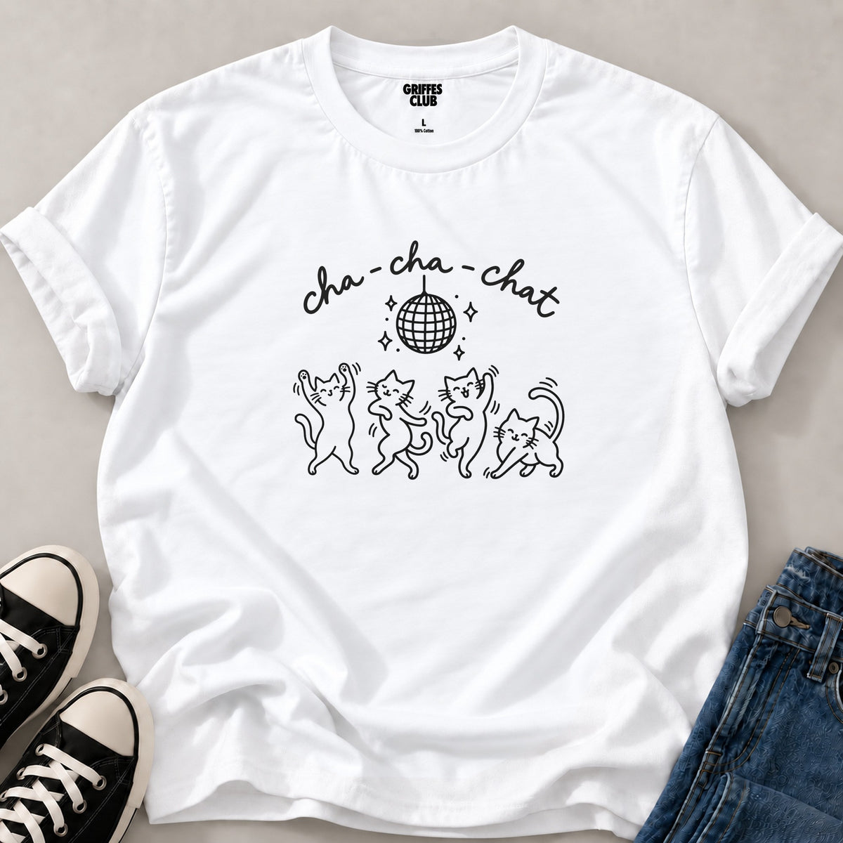 T shirt Cha Cha Chat disco — White