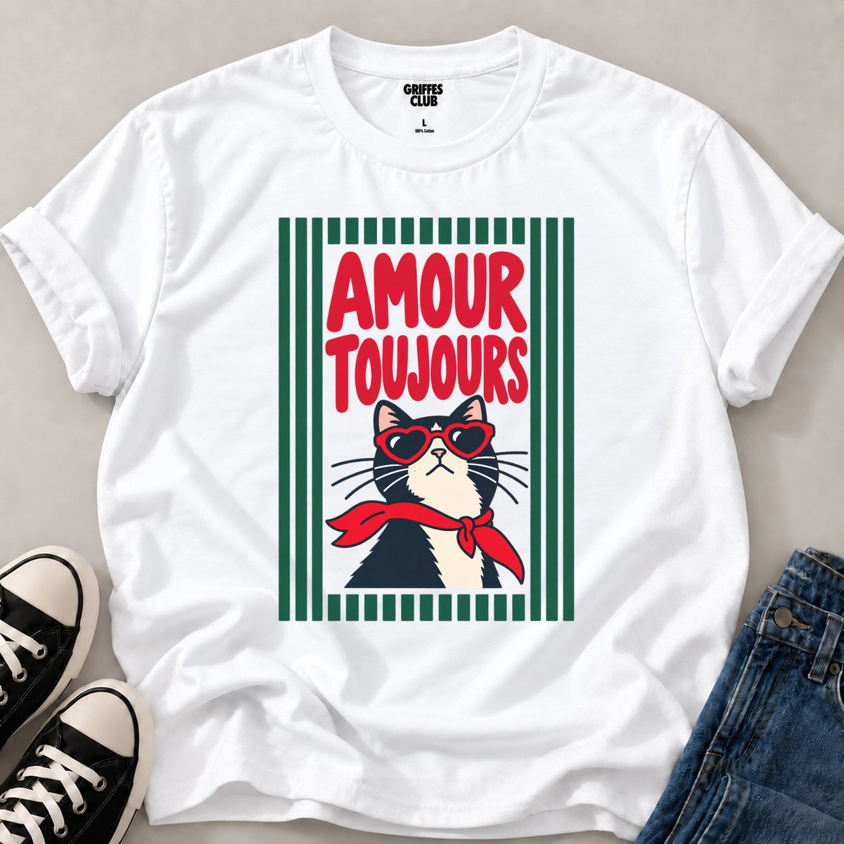 T shirt Chat Amour Toujours — White