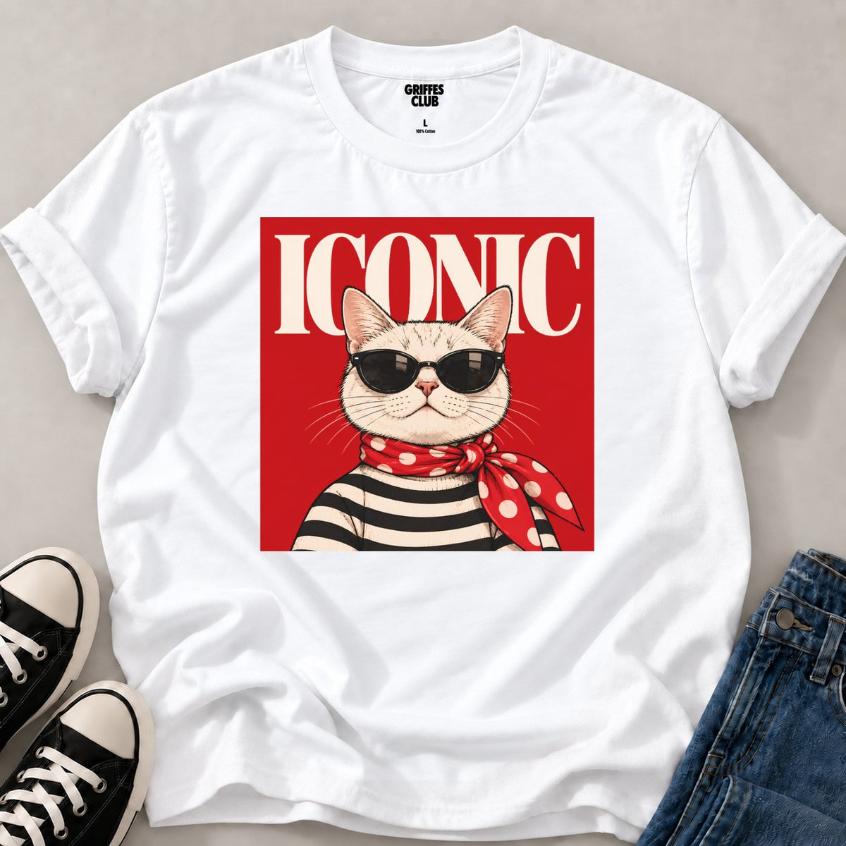 T shirt Chat Iconic parisien — White