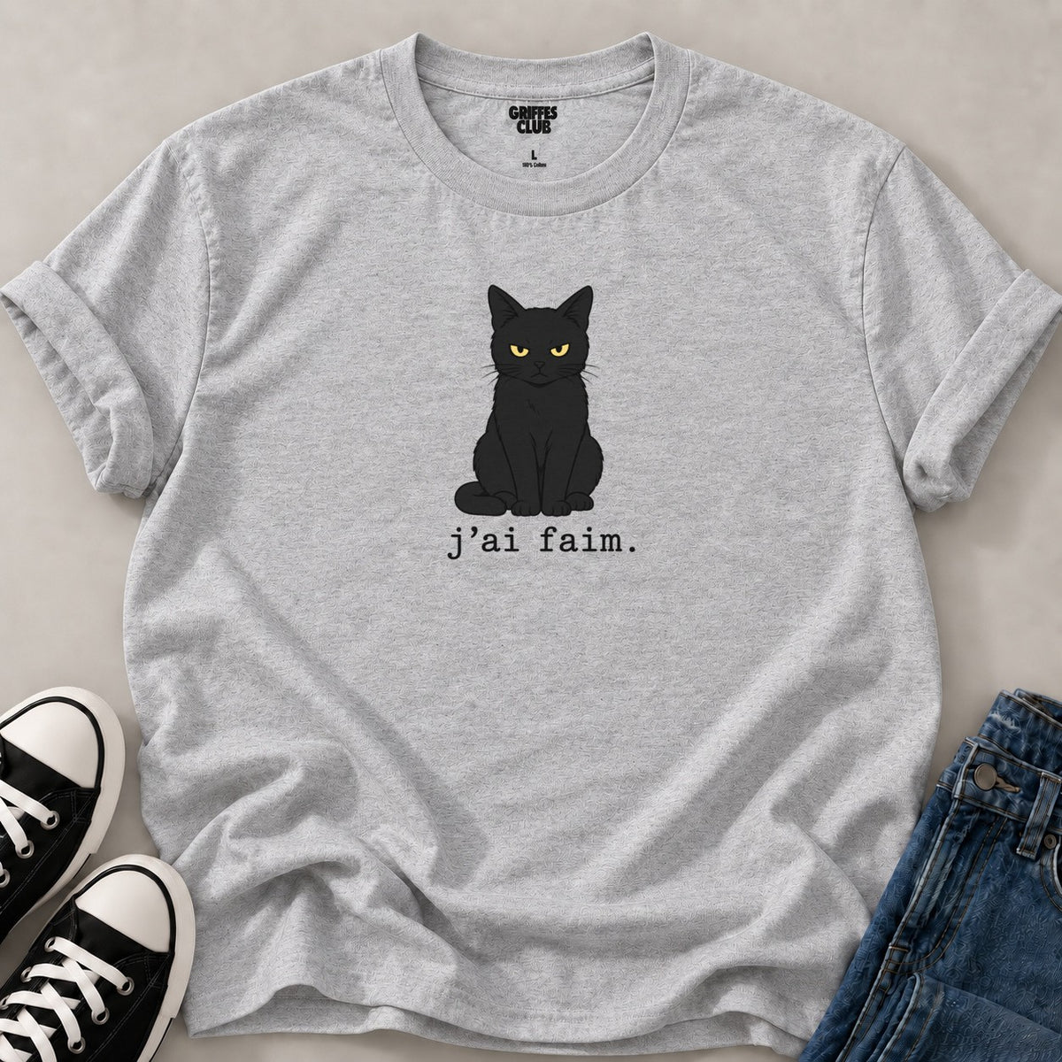 T shirt Chat affame minimaliste — Sport Grey