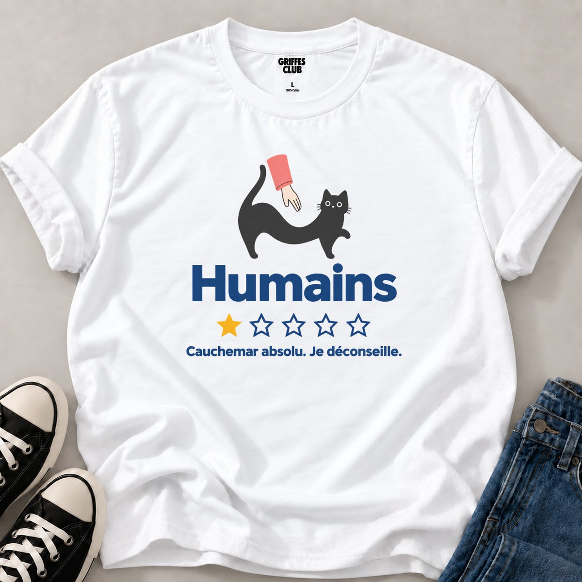 T shirt Chat antisocial — White