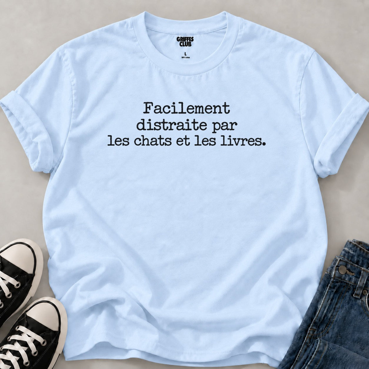 T shirt Chat book lover — Light Blue
