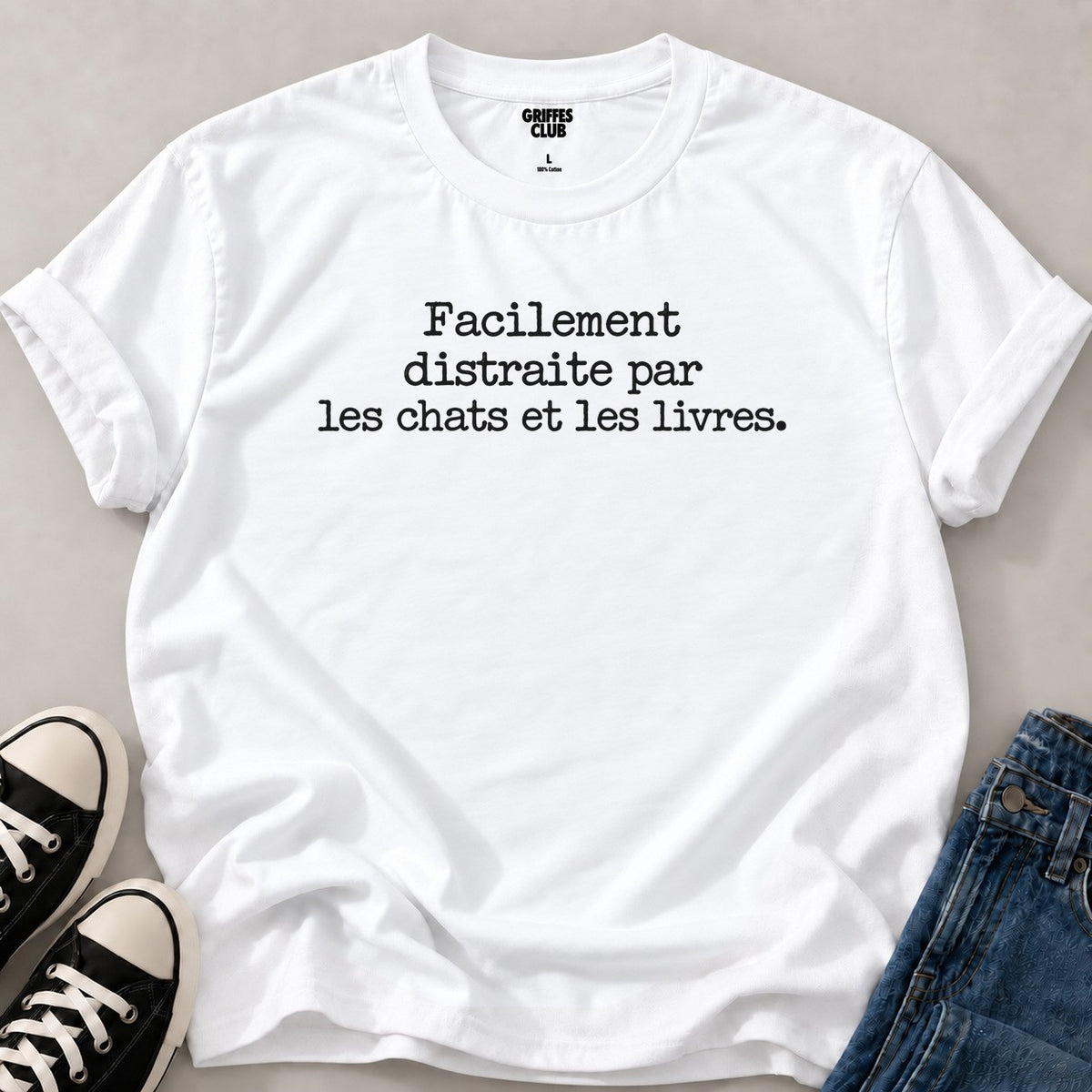 T shirt Chat book lover — White