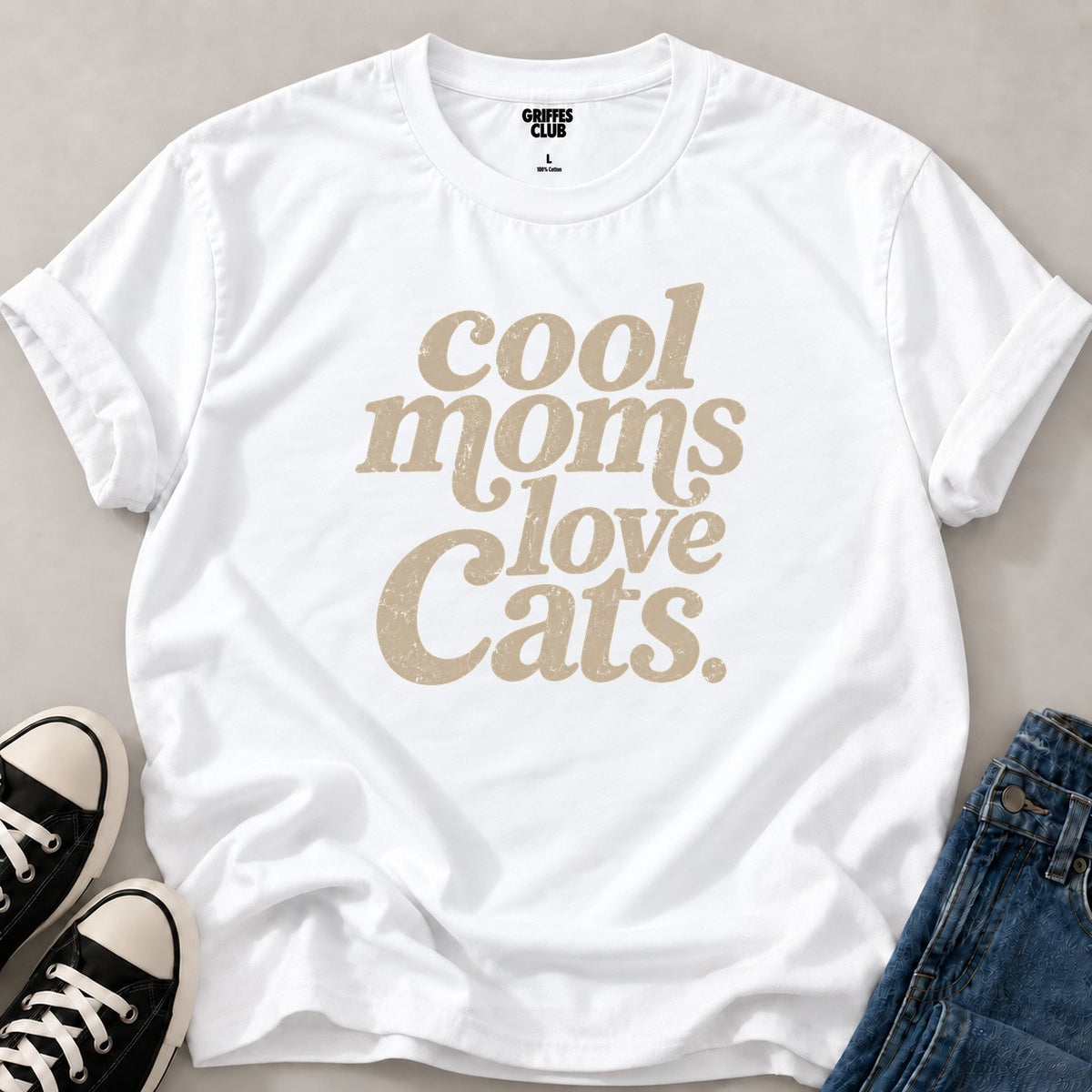 T shirt Chat calligraphie — White
