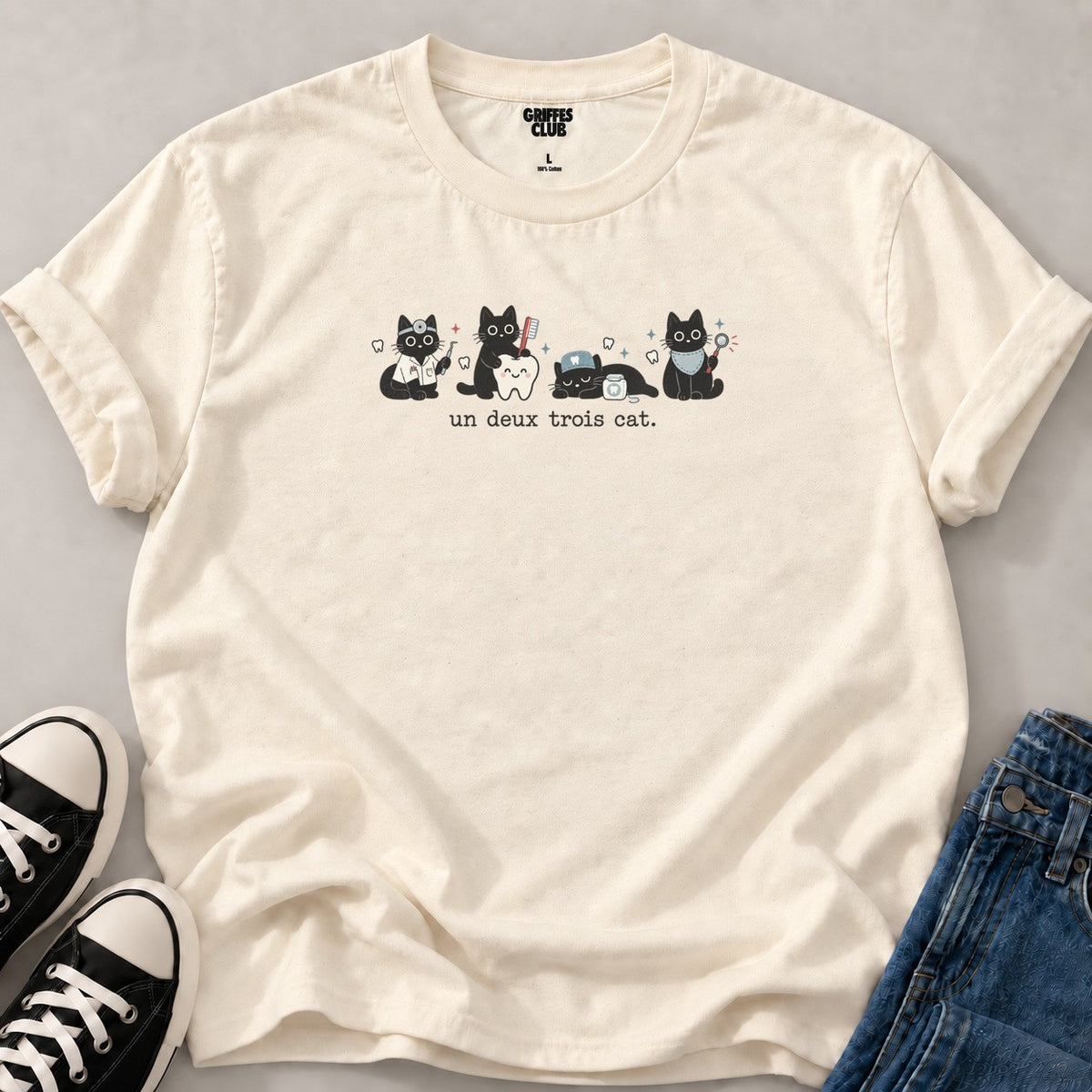 T shirt Chat dentiste — Natural
