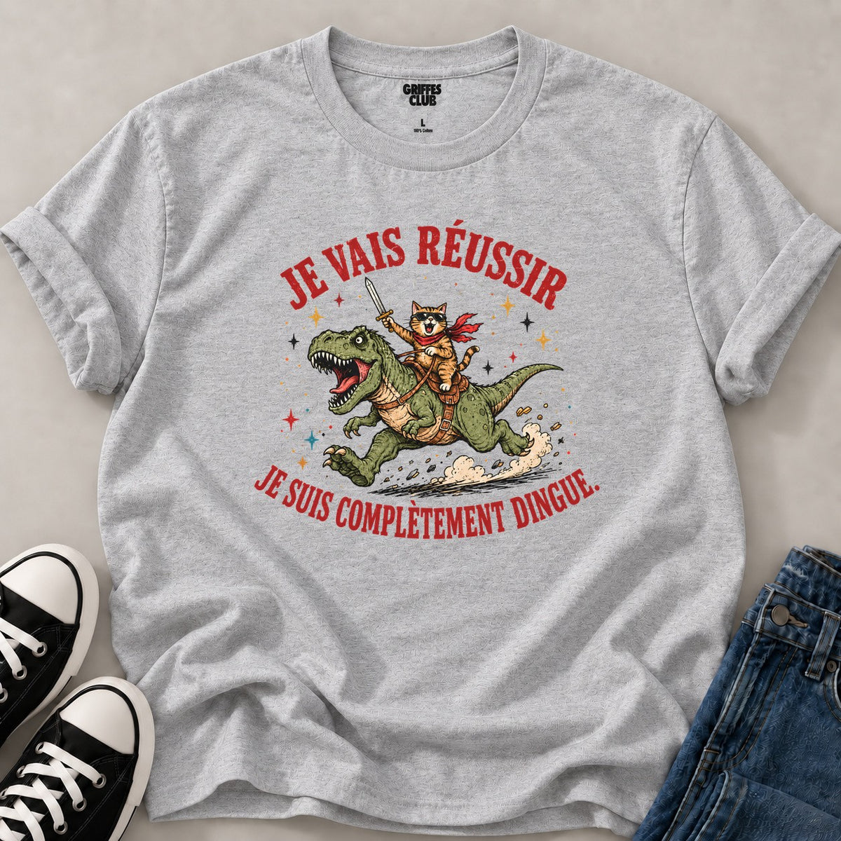 T shirt Chat dingue — Sport Grey