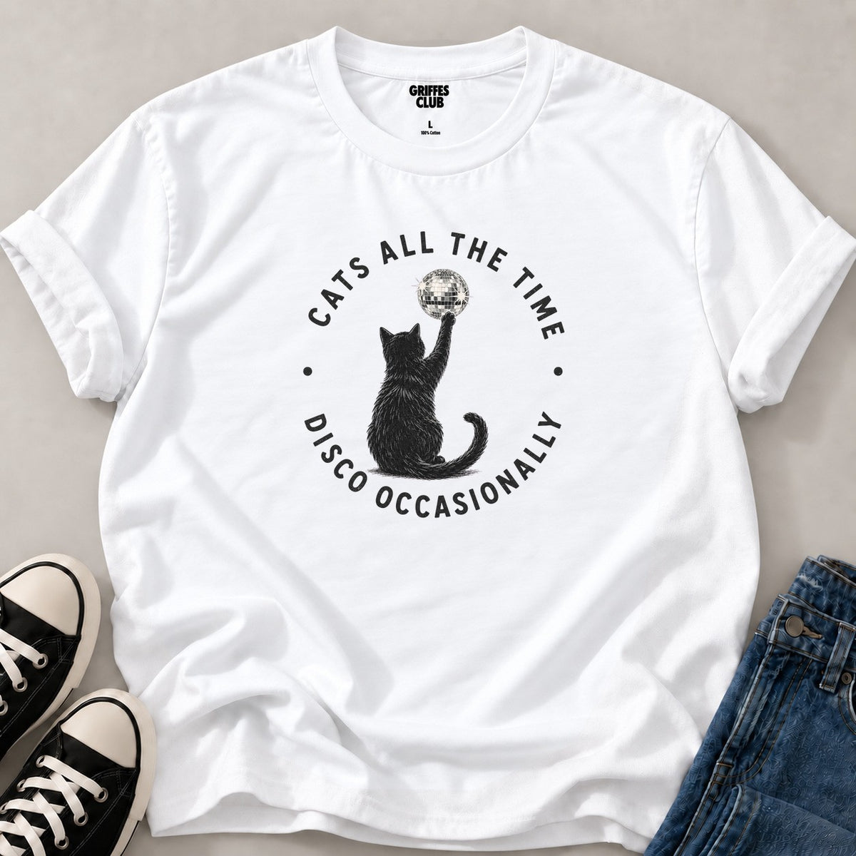 T shirt Chat disco retro — White