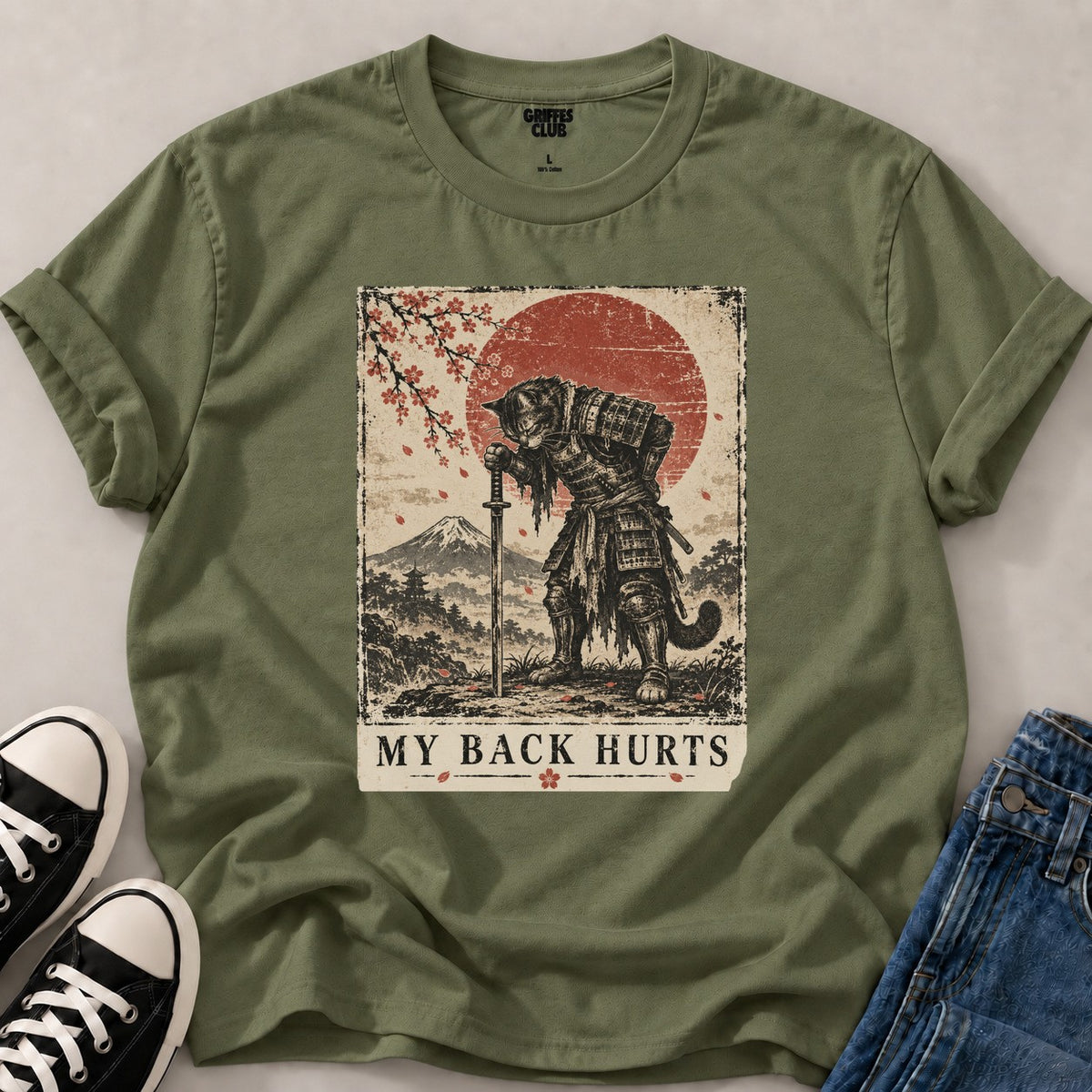 T shirt Chat epee — Military Green