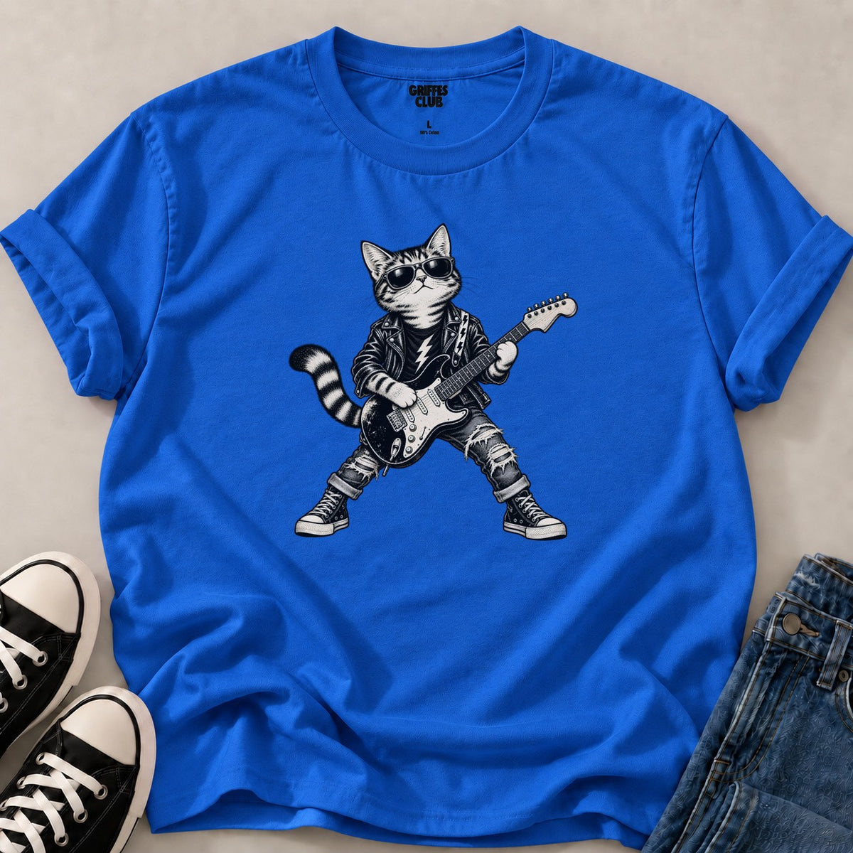T shirt Chat guitariste rock — Royal