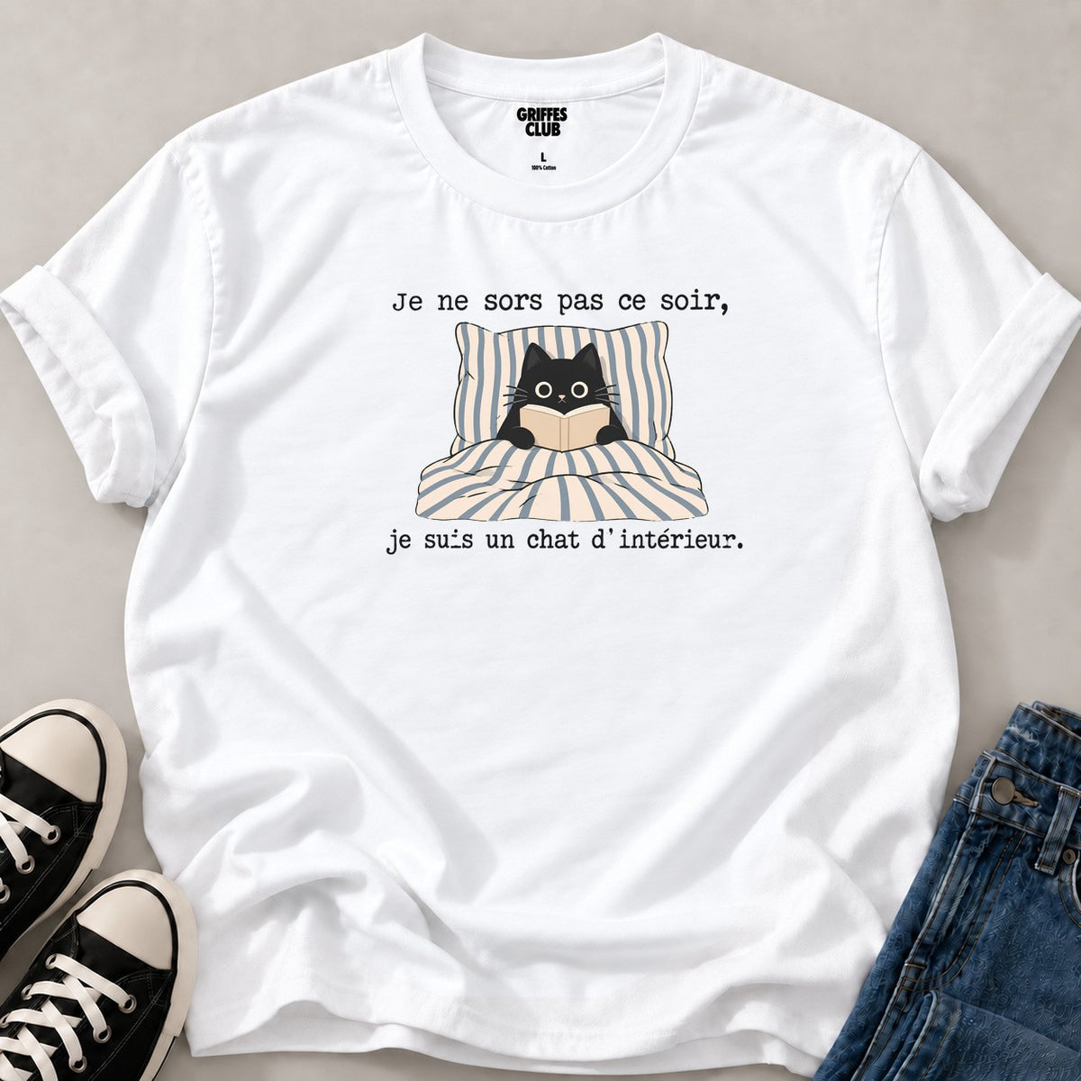 T shirt Chat introverti — White