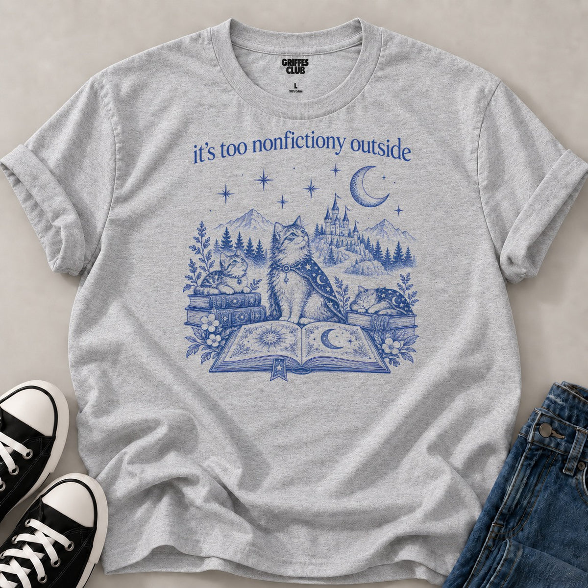 T shirt Chat lecteur casanier — Sport Grey