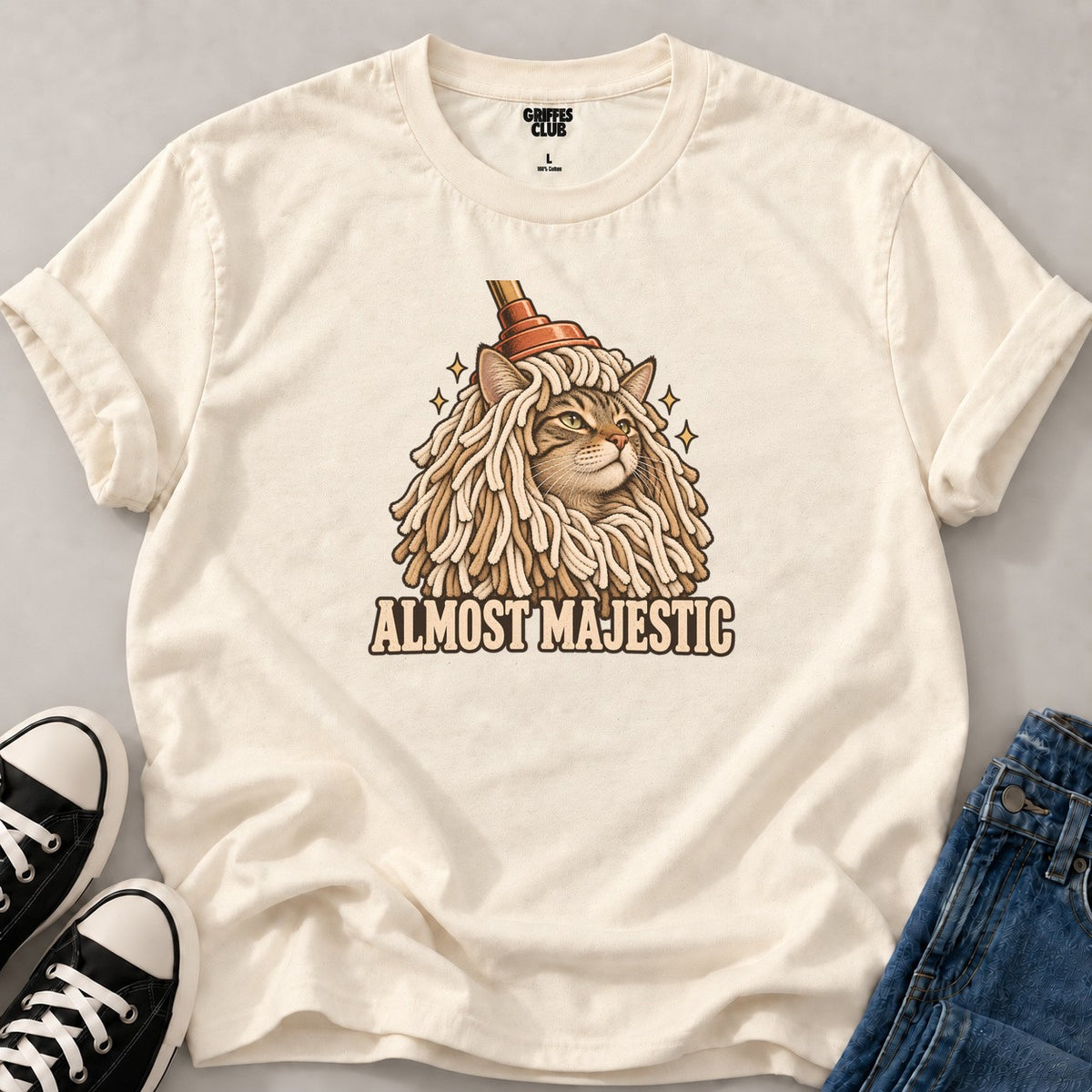 T shirt Chat lion de fortune — Natural