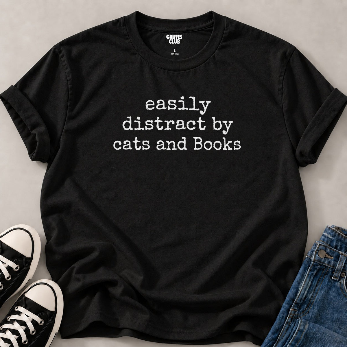 T shirt Chat livres bleu — Black