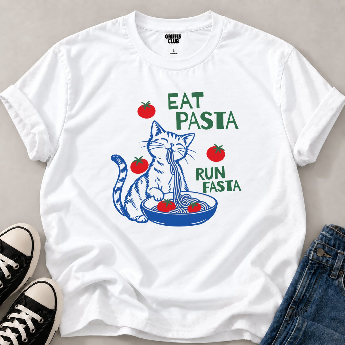 T shirt Chat pates tomate — White