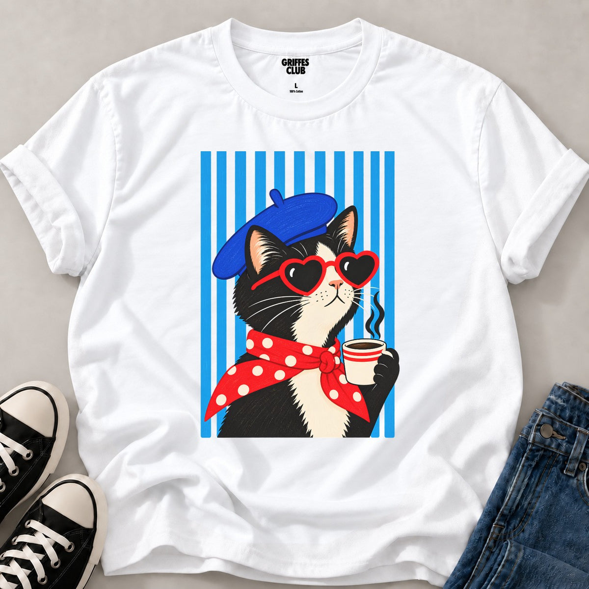T shirt Chat pause cafe — White