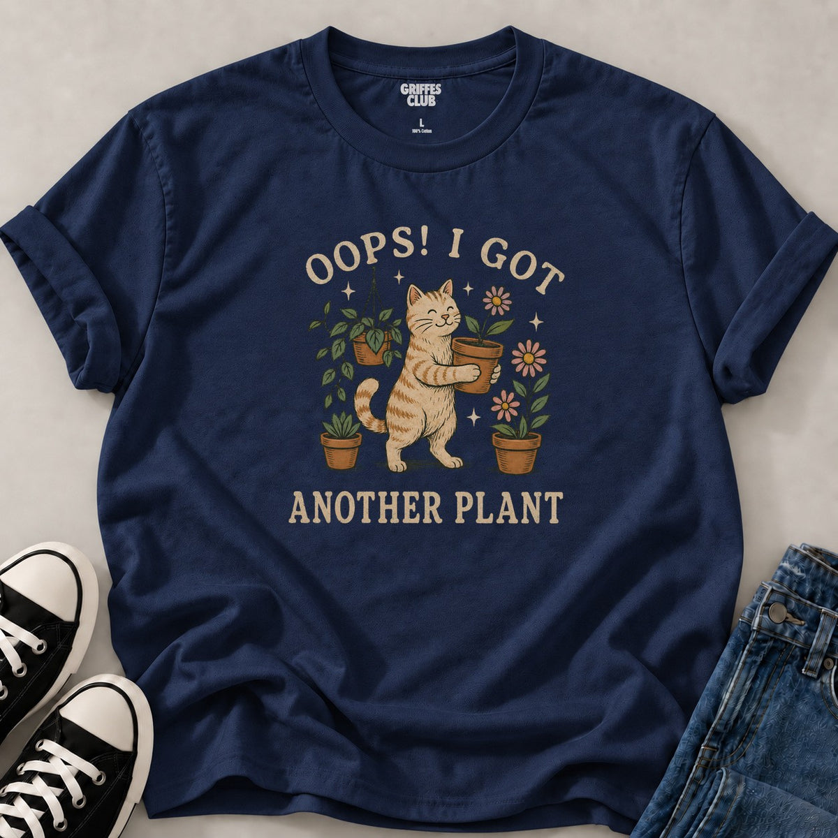 T shirt Chat plantes arrosage — Navy