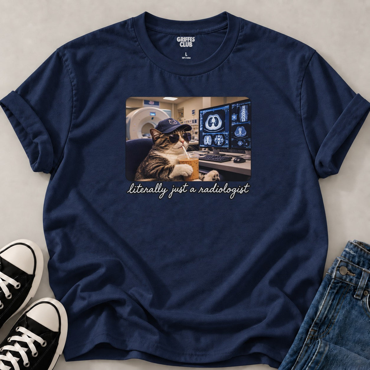 T shirt Chat radiologue — Navy
