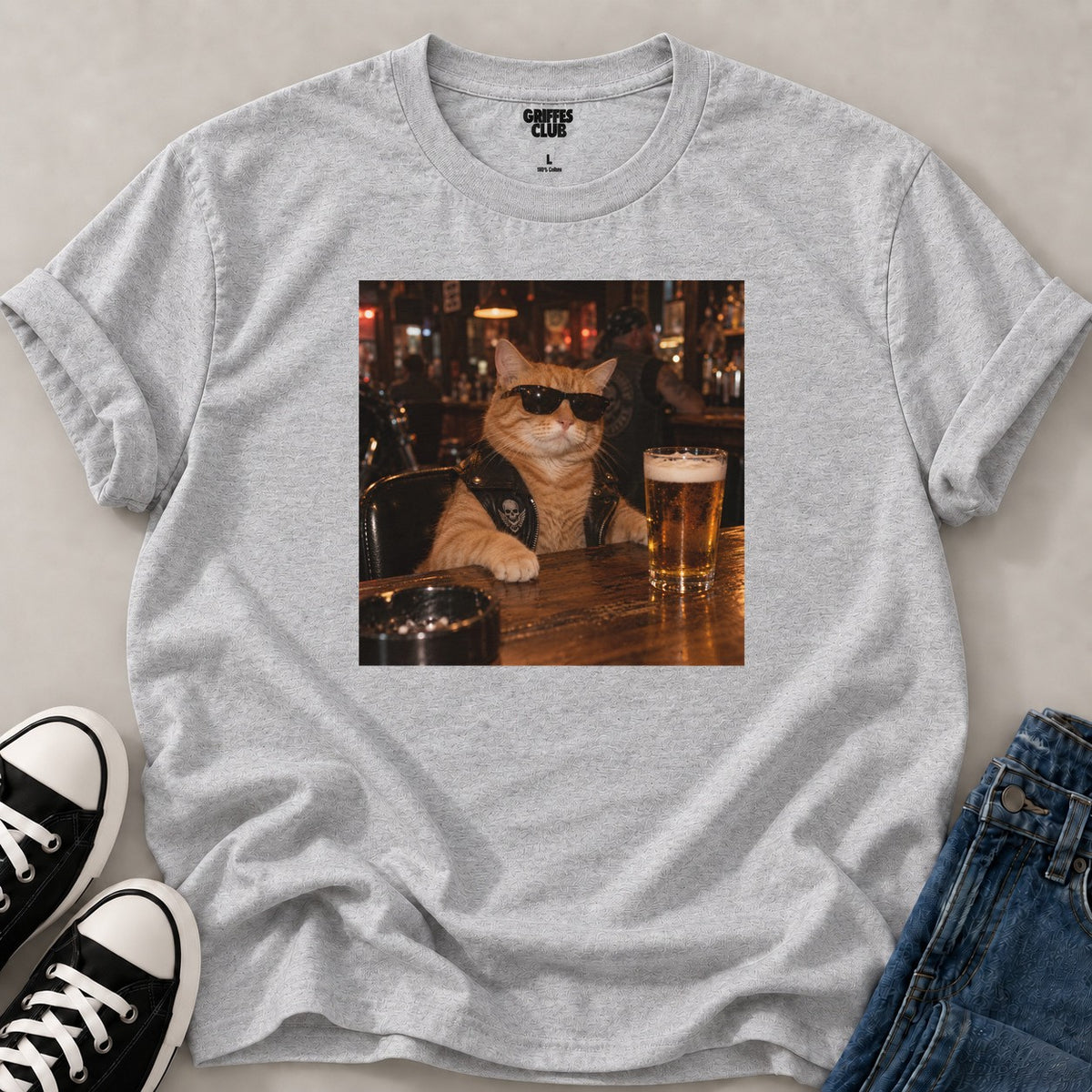 T shirt Chat rebelle au bar — Sport Grey