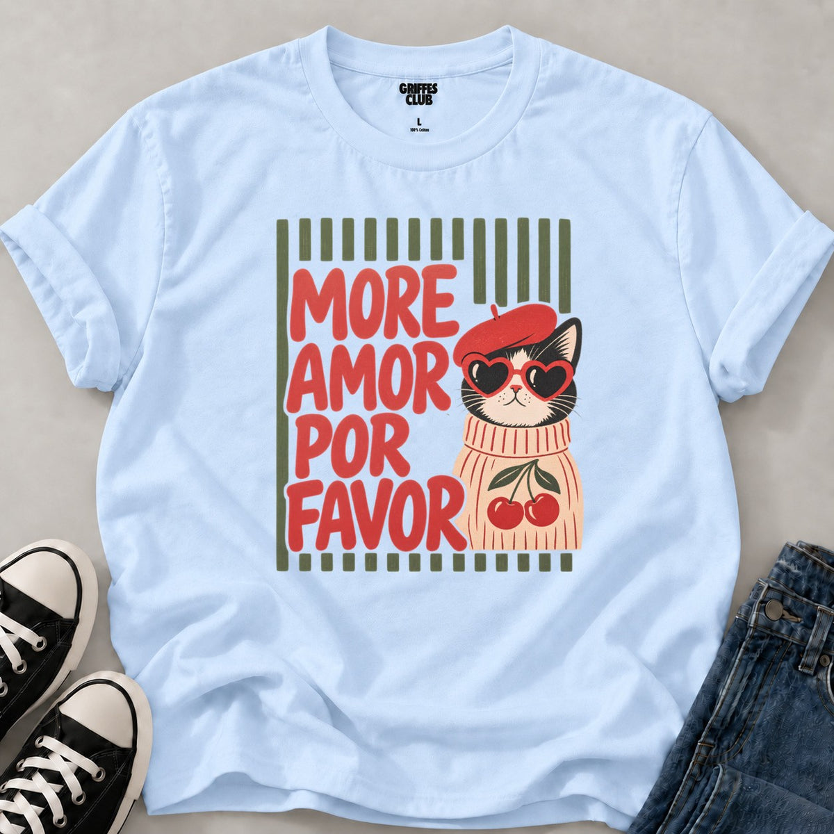 T shirt Chat romantique — Light Blue