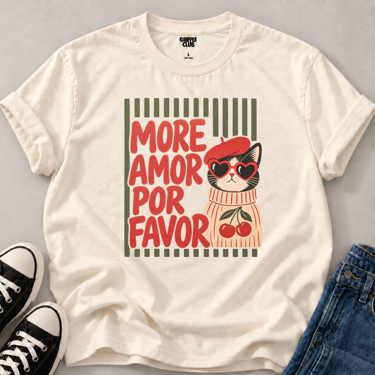 T shirt Chat romantique — Natural
