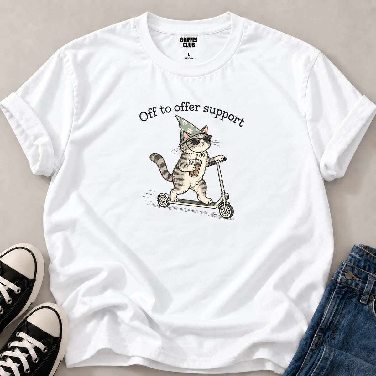 T shirt Chat scooter retro — White