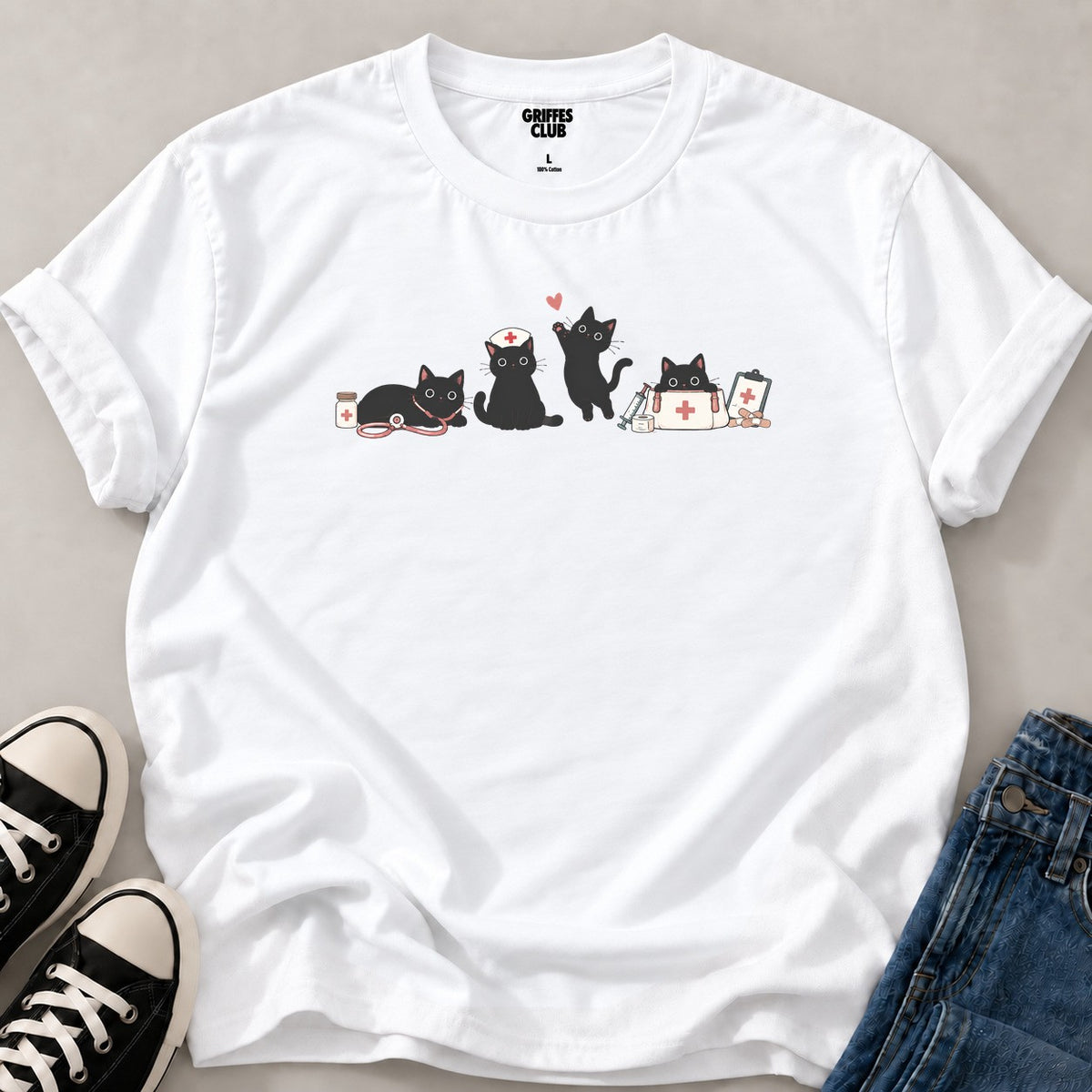 T shirt Chat urgence — White